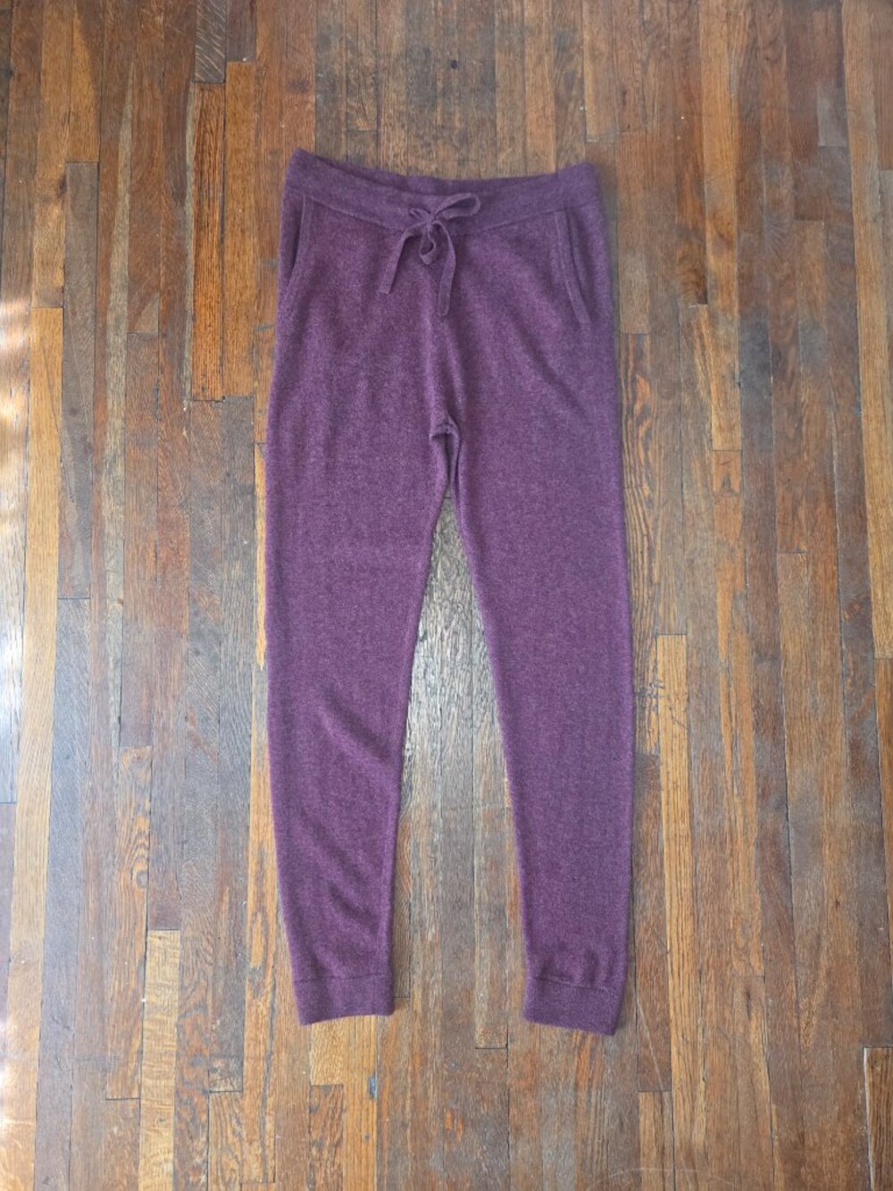 The Reset Burgundy Wool Cashmere Blend High Rise Fitted Joggers